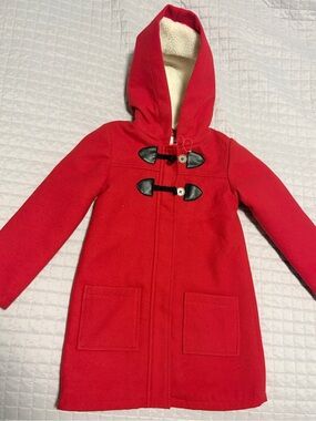 Joe Fresh Red Hooded Pea Coat with Toggle Closures
